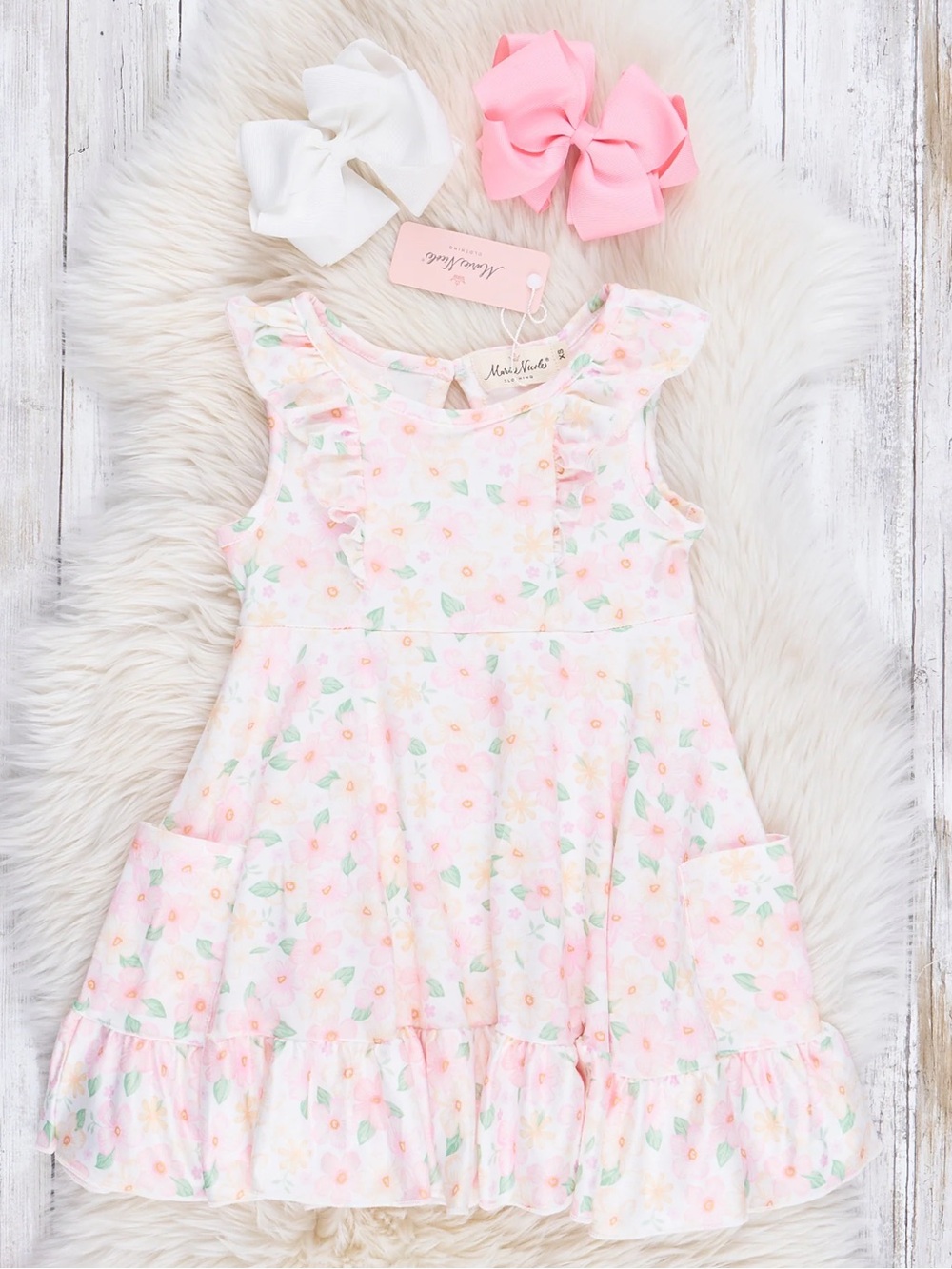 MARIE NICOLE CLOTHING Ditsy Florals Tiered Ruffle Dress Size Small (2T-3T)